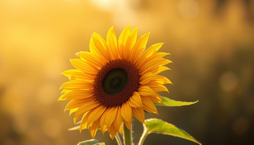 A sunflower with lush, golden petals and a large, dark center stands prominently against a soft, blurred background. The sunlight gently illuminates the flower, casting warm, natural shadows that accentuate its vibrant hues. The image is captured with a shallow depth of field, keeping the sunflower in sharp focus while the surroundings fade into a hazy, dreamlike atmosphere. The overall composition and lighting convey a sense of serenity and the nutritional richness of the sunflower, making it an appropriate visual representation of the article's subject matter.