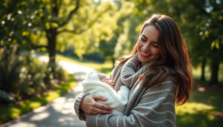 Spacer z noworodkiem