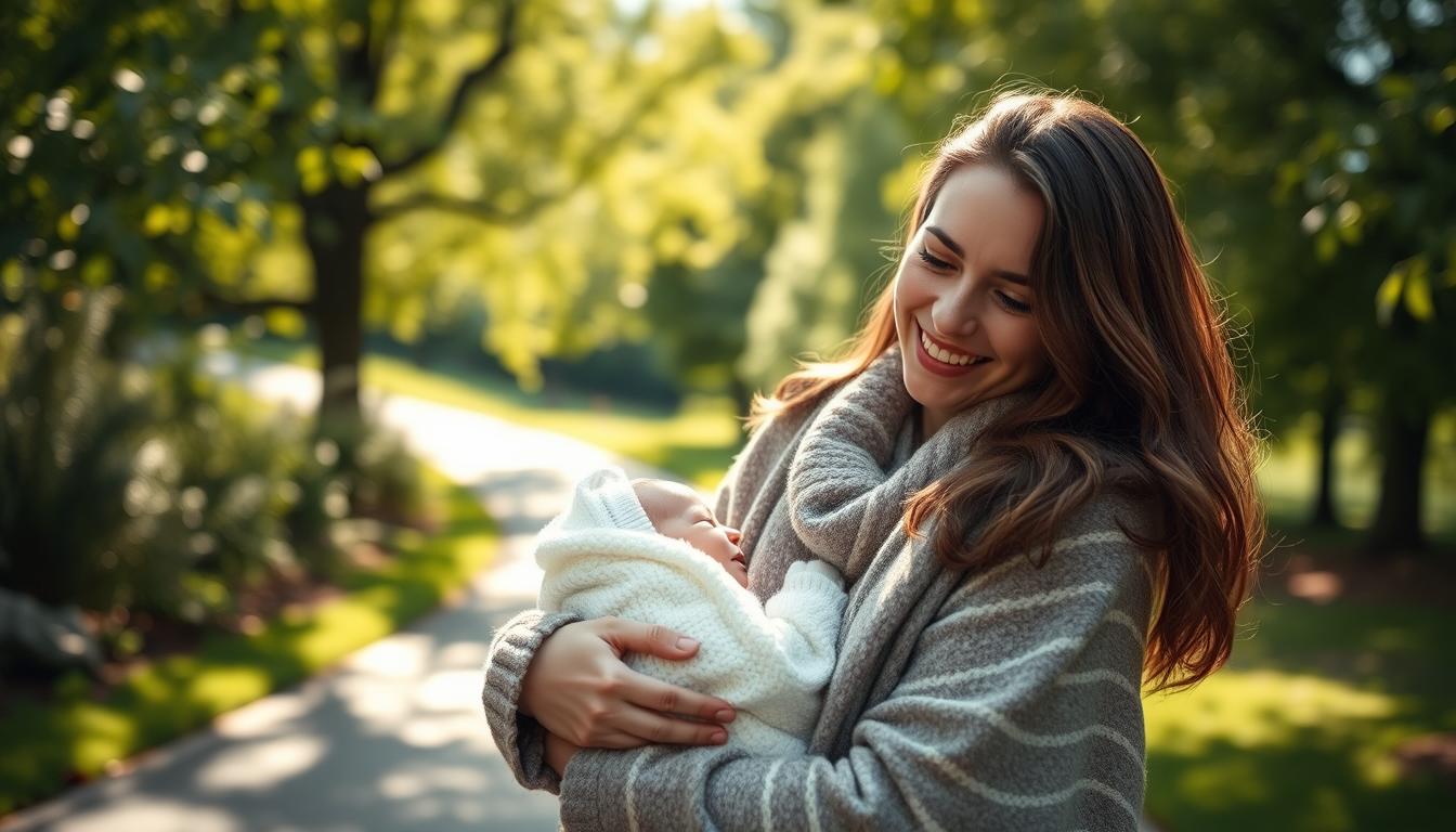 Spacer z noworodkiem