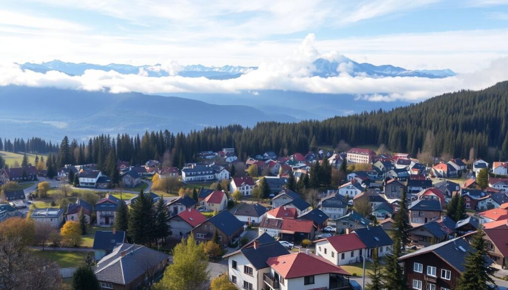 A picturesque mountain town nestled in the Sudeten Mountains, Szklarska Poręba offers a diverse array of tourist attractions. Set against a backdrop of lush forests and towering peaks, capture a panoramic view of the town's charming architecture and winding streets, with colorful rooftops and cozy cottages. In the foreground, highlight the popular outdoor activities, such as hiking trails, adventure parks, and scenic chairlifts that transport visitors through the misty cloud-covered landscapes. Infuse the scene with a sense of adventure and exploration, conveying the energy and excitement of discovering this enchanting mountain destination. A picturesque mountain town nestled in the Sudeten Mountains, Szklarska Poręba offers a diverse array of tourist attractions. Set against a backdrop of lush forests and towering peaks, capture a panoramic view of the town's charming architecture and winding streets, with colorful rooftops and cozy cottages. In the foreground, highlight the popular outdoor activities, such as hiking trails, adventure parks, and scenic chairlifts that transport visitors through the misty cloud-covered landscapes. Infuse the scene with a sense of adventure and exploration, conveying the energy and excitement of discovering this enchanting mountain destination.
